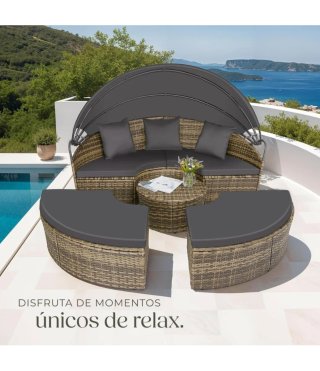 Sofá Cama de Jardín / Isla Solar de Polirratán