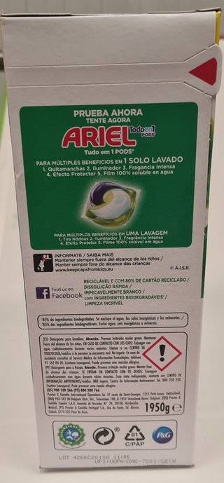 Ariel Detergente Polvo 30 Lavados 1.95kg