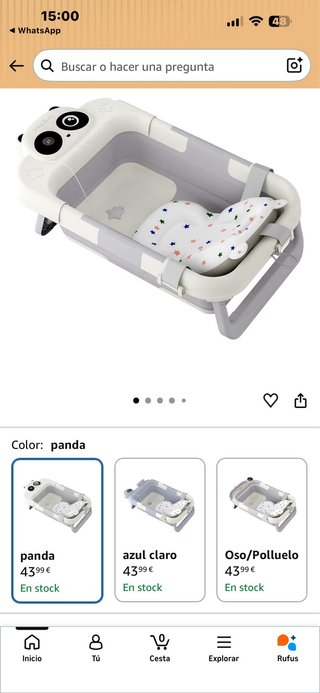 Bañera bebé plegable panda nueva !
