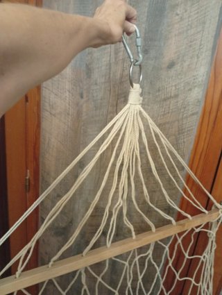 Hamaca de tela y madera para jardín