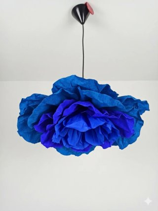 Lampadario fiore blu carta