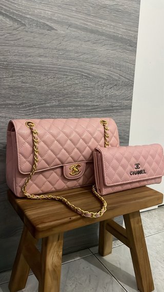 Bolso Chanel Clásico Rosa y cartera rosa