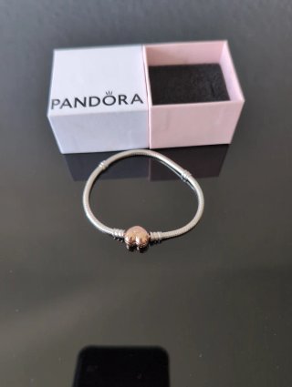 Pulsera Pandora Corazón Oro Rosa y Plata 18cm