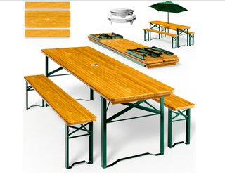 Conjunto Mesa y Bancos Picnic Madera y Metal