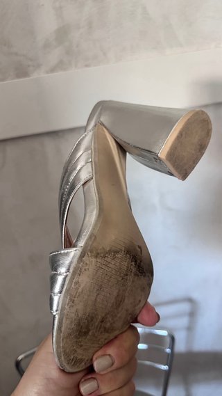Mules plateados tacón bloque