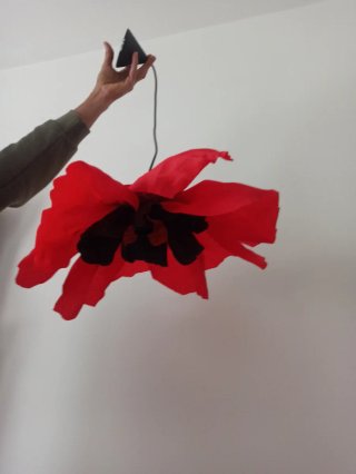Lampadario Fiore Papavero Rosso Carta