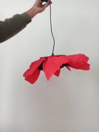 Lampadario Fiore Papavero Rosso Carta