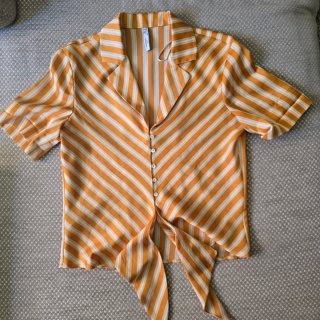 Camiseta Mango Rayas Naranja Talla XS