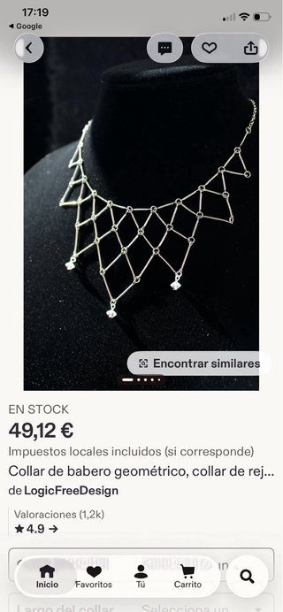 Collar babero plata con piedras rojas