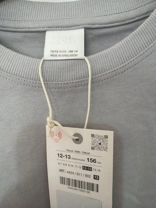 Camiseta Zara Gris 12/13 años