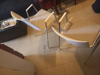 Set di 2 Sedie Moderne Bianche e Beige