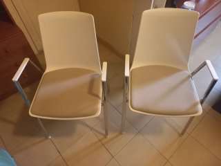 Set di 2 Sedie Moderne Bianche e Beige