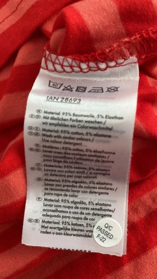 Camiseta manga larga de rayas rosas y rojas M