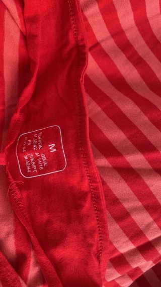Camiseta manga larga de rayas rosas y rojas M