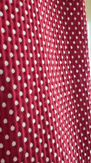 Vestido Dolores Promesas Rojo Lunares Blancos