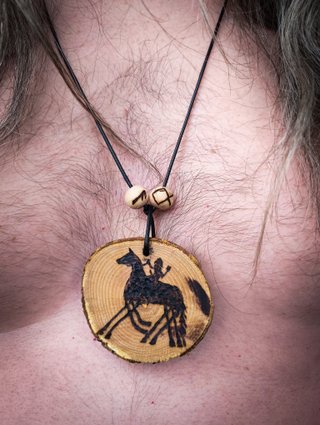 Collana Nordicha - Odino - in Legno Pirografato