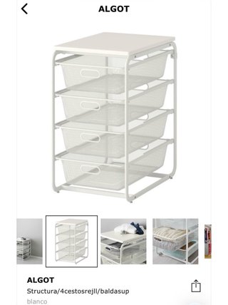 Cajonera Ikea modelo ALGOT con 4 cestos