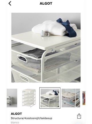 Cajonera Ikea modelo ALGOT con 4 cestos