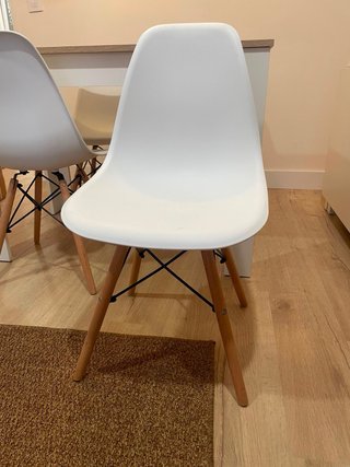 Mesa Comedor + 4 Sillas Madera Blanca