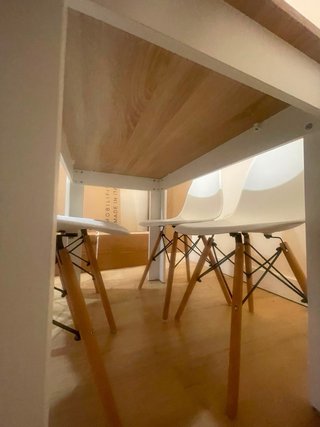 Mesa Comedor + 4 Sillas Madera Blanca