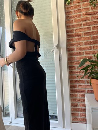Vestido largo negro espalda descubierta