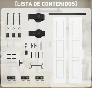 Puerta corredera doble con herrajes