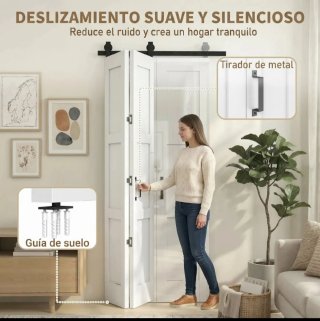Puerta corredera doble con herrajes
