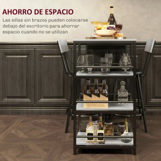 Mesa Bar con 2 Taburetes y Estantes