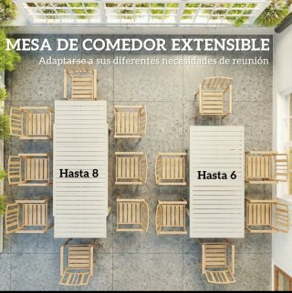 Mesa comedor extensible beige metal