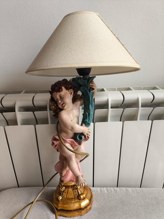Lámpara de Mesa Querubín Ángel Dorada Rosa
