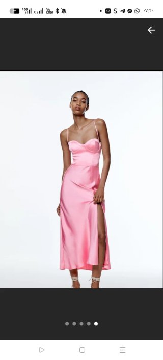 Vestito midi Zara raso rosa