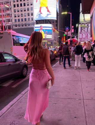 Vestito midi Zara raso rosa