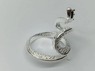 Anillo Plata Serpiente Zafiro Ajustable