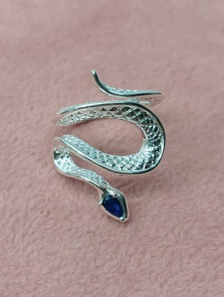 Anillo Plata Serpiente Zafiro Ajustable