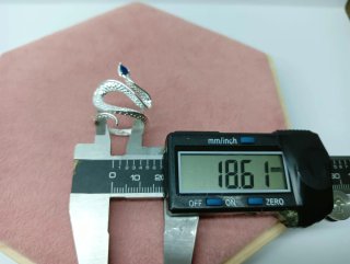 Anillo Plata Serpiente Zafiro Ajustable