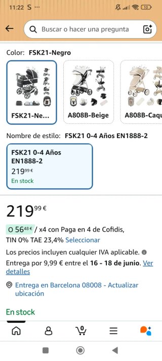Carrito de bebé 3 en 1 negro