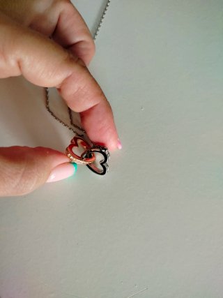 Colgante Corazones Entrelazados Oro y Plata