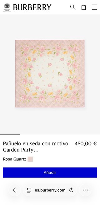 Pañuelo Seda Burberry Floral Rosa Original