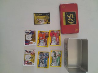 Caja metálica cromos futbol Panini 50 Aniversario