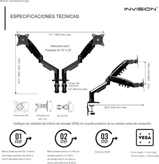 Soporte Monitor Invision 19-32 Doble