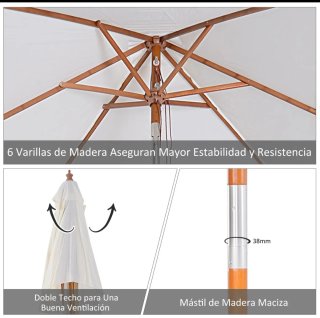 Parasol rectangular madera inclinable