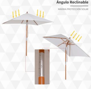 Parasol rectangular madera inclinable