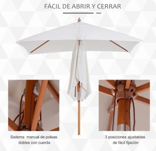 Parasol rectangular madera inclinable