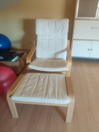 Sillón y Reposapiés Ikea Madera Beige