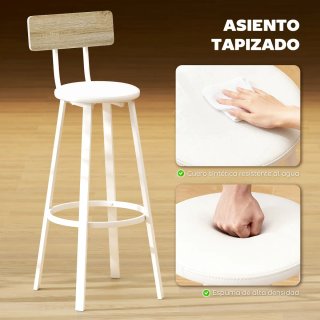 Juego 2 Taburetes Altos Cocina con Respaldo