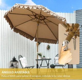 Sombrilla jardín beige ajustable 264x260