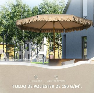 Sombrilla jardín beige ajustable 264x260