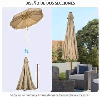 Sombrilla jardín beige ajustable 264x260