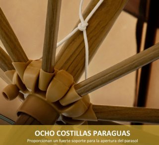 Sombrilla jardín beige ajustable 264x260