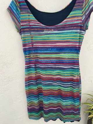 Vestido Desigual rayas y círculos